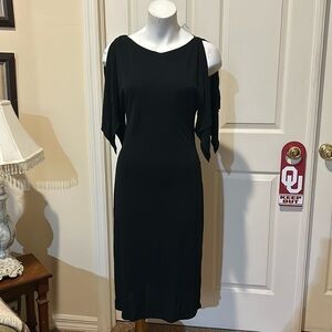 Laundry by Shelli Segal Black Midi Stretch Dress. Size 10. Missing belt